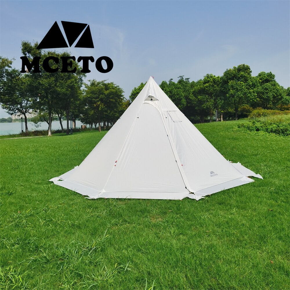 Cheap Goat Tents MCETO Outdoor Camping Lightweight 400CM Teepee 20D Hot Tent with Stove Jack Winter Hunting Octagonal 2Doors Wind And Rainproof   